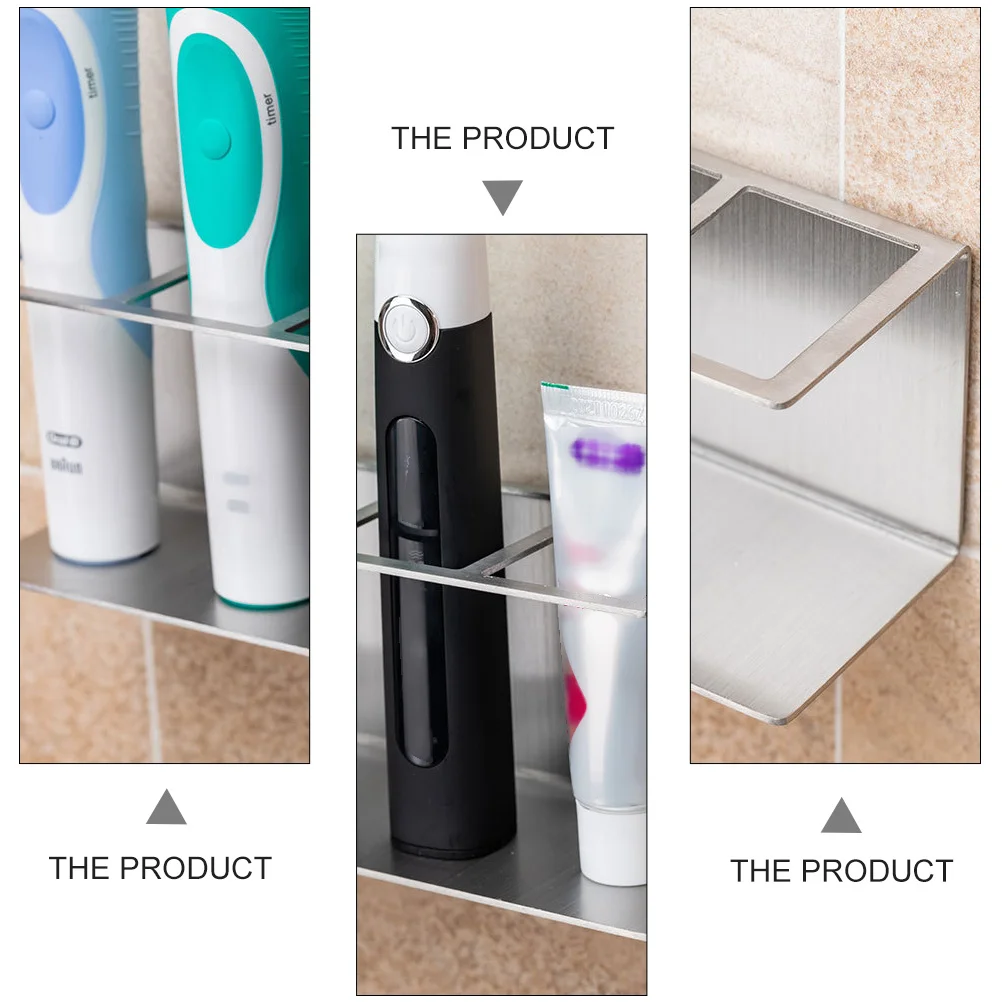 

Toothbrushes Electric Storage Rack Holder Silver Stainless Steel Toothpaste Shelf