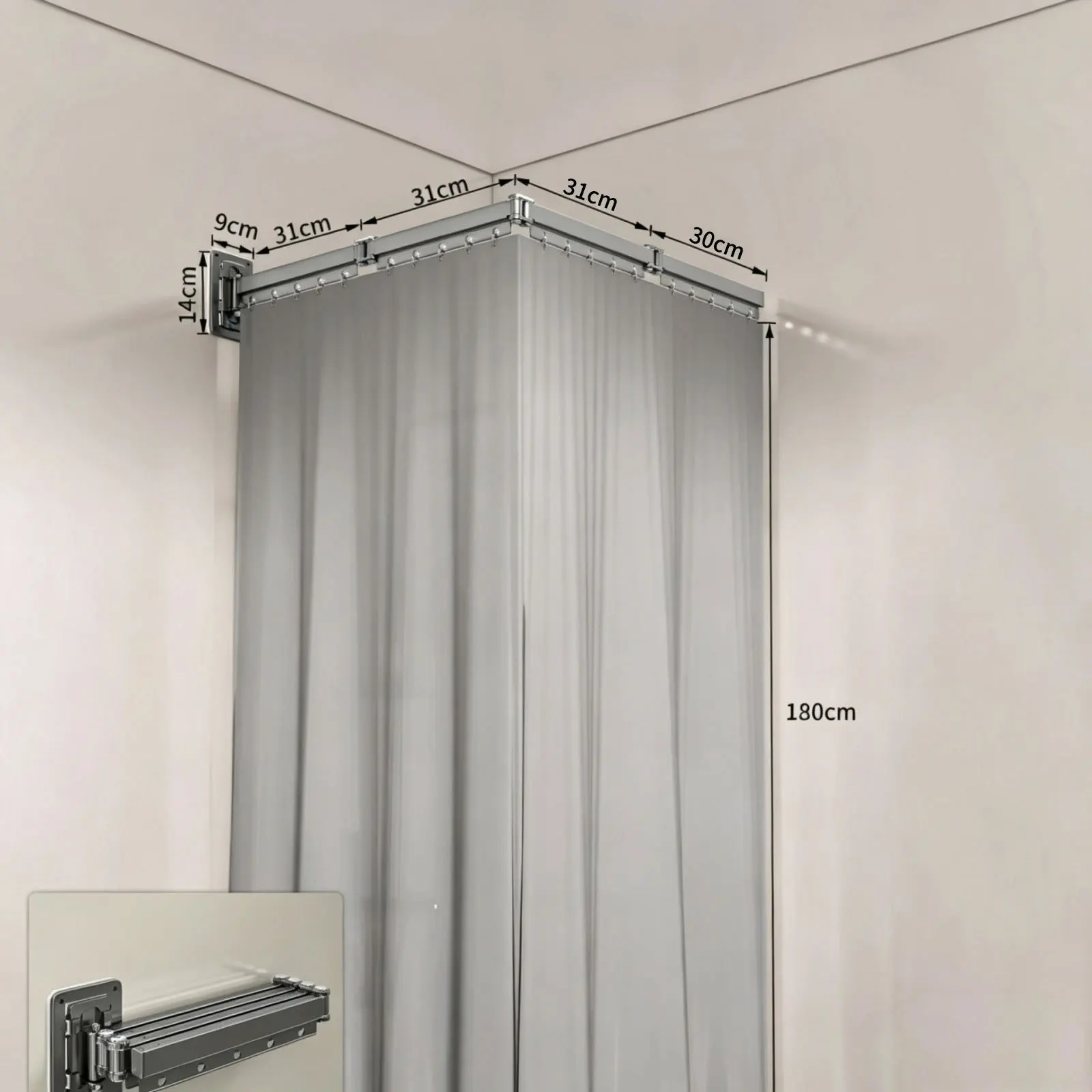 Folding Shower Curtain Waterproof Bathroom Partition Screen Privacy Divider Strong Adhesive for Wet Dry Separation Home Use
