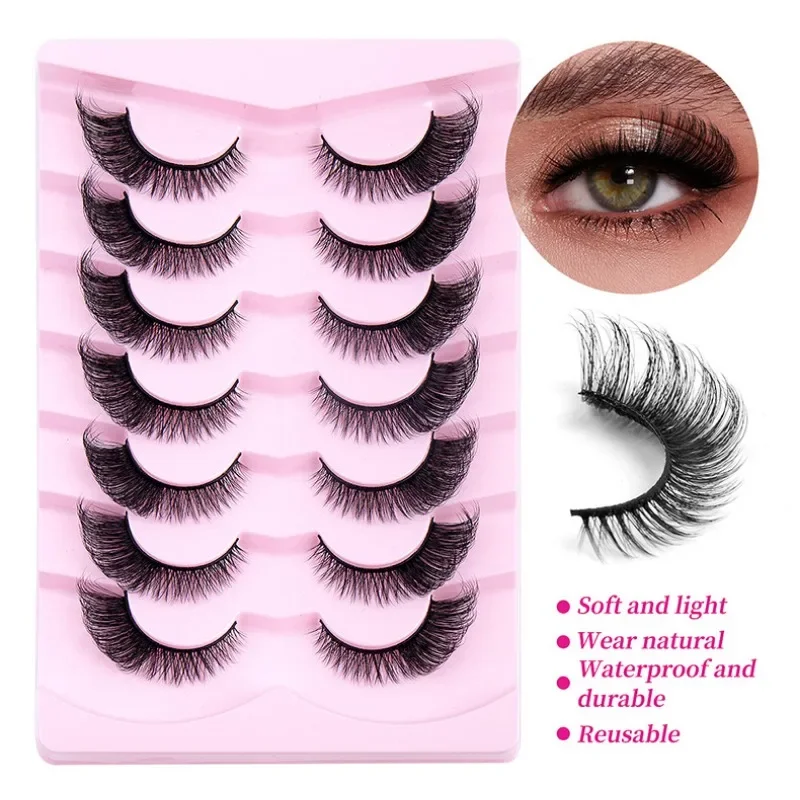 7 Paar Fox Eye Valse Wimpers Faux Nerts Pluizige Wimpers Langdurige Natuurlijke Dikke Dramatische Volume Lash Extensie Make-Up Schoonheid