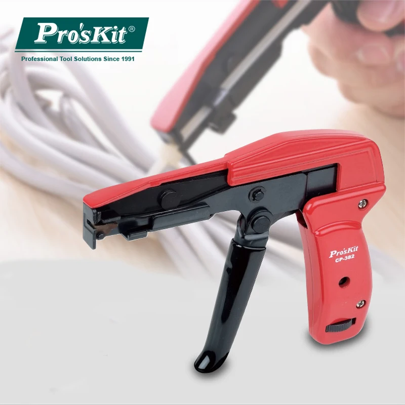 

Pro'sKit Nylon Zip Tie Automatic Tension Cut Off Gun Special Pliers Fastening Tool for Nylon Cable Tie with A Width of 2.2-4.8mm