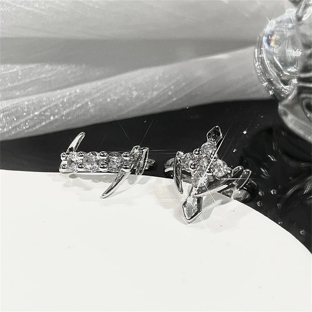 Fashion Delicacy Silver Color Cross Star Open Ring For Women Vintage Creative Adjustable Ring Engagement Finger Accessories