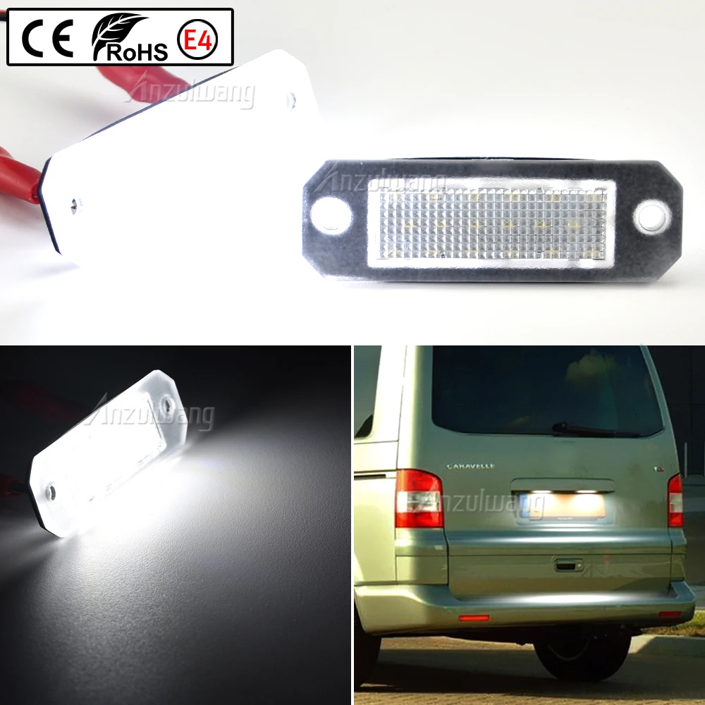 2PCS LED License Number Plate Light Car LampsFor VW Transporter T5 2003~2015 Transporter T6 Barn Door 2015~2019 Caddy 2004-2017