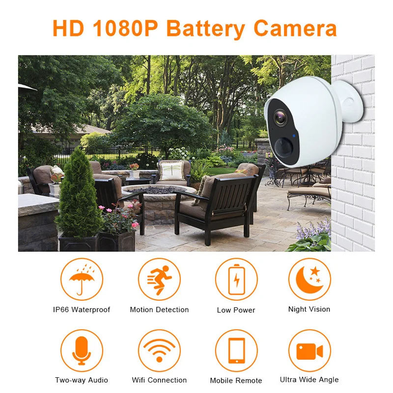 HD 1080P Battery Wireless Camera Tuya Intelligent Wide Angle Human Motion Detection lP66 Waterproof Infrared Night Vision