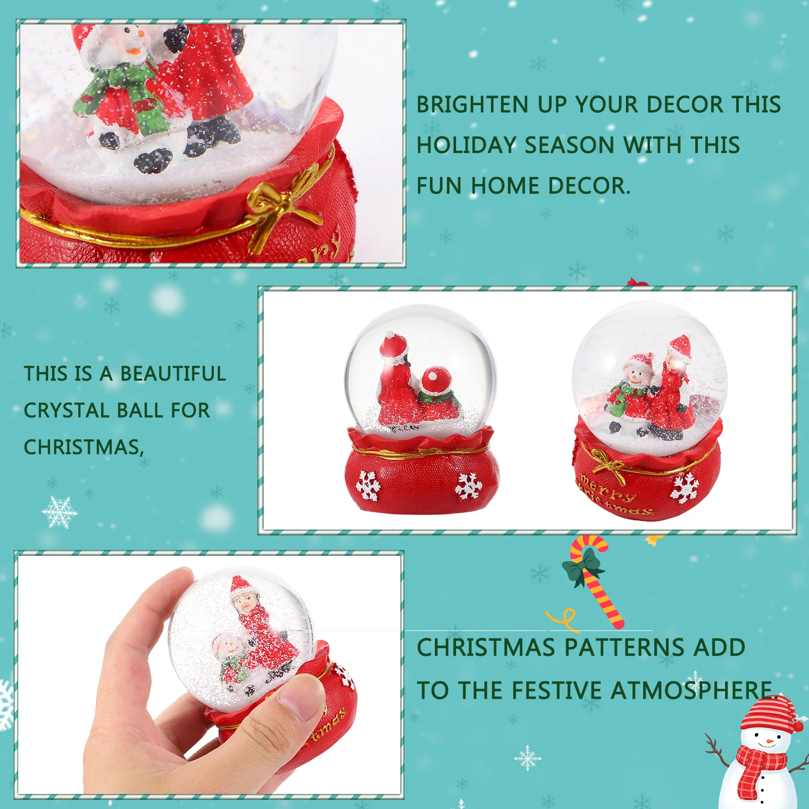 

Christmas Crystal Ball Transparent Resin Glass Ball Desktop Ornament Creative Xmas Decor Holiday Table Decoration