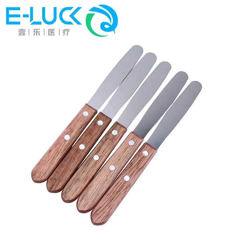 

Dental Spatula Alginate Metal Knife Mixing Plaster Waxing Plaster Spatula Carvers Knife Wooden Handle Laboratory Dentist Tools