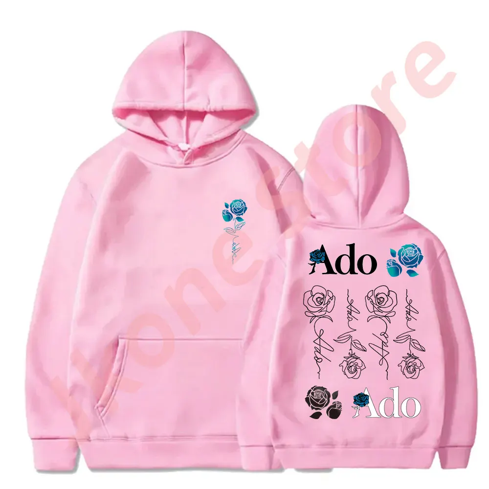 Ado Blue Rose hoodie Wish World Tour Merch pullover Wanita Pria Mode Kasual Logo Sweatshirt