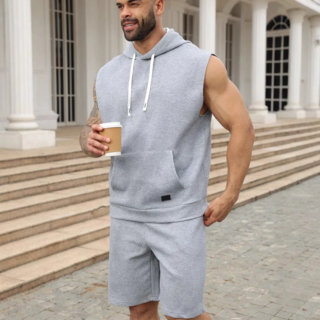 

New summer Fashion sleeveless vest top men's vest casual hooded sweatshirt T-shirt hip-hop sweatshirt
