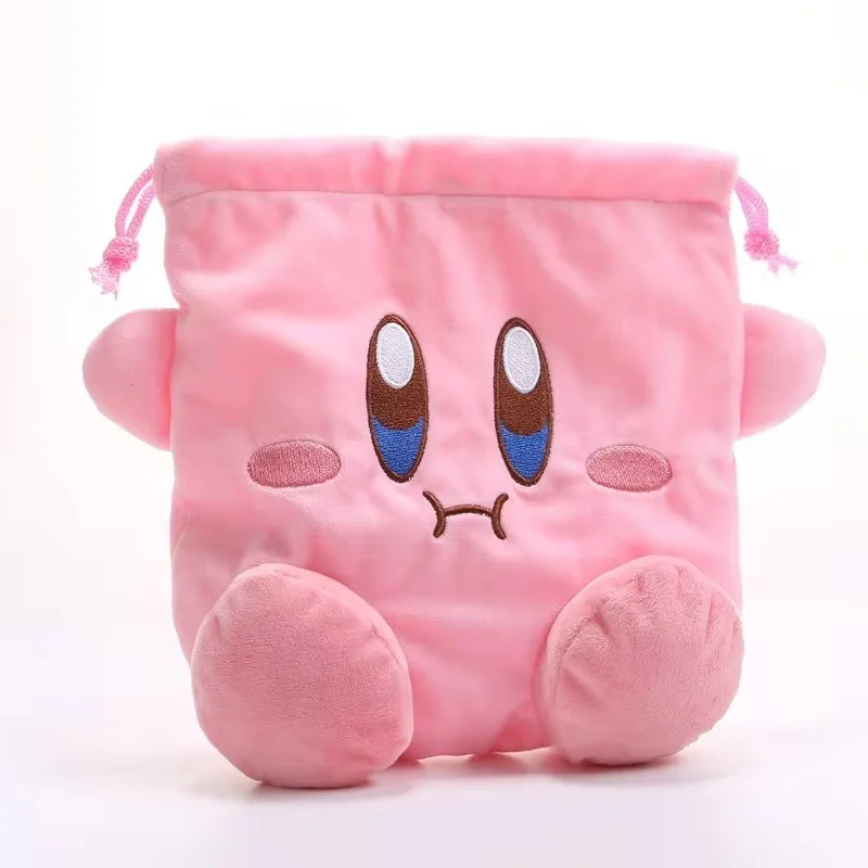 Star Kirby Cartoon Storage Bag Plush Cosmetic Bag Cute Plush Toy Portable Drawstring Pocket Kawaii Kirby Pink Coin Purse Gift