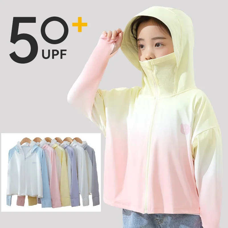 

2-14 Years Old Girls UV Lightweight Sunscreen Hoodie Toddler Summer Sun Protection Outwear Outdoor Jacket UPF50 Breathable CoaT