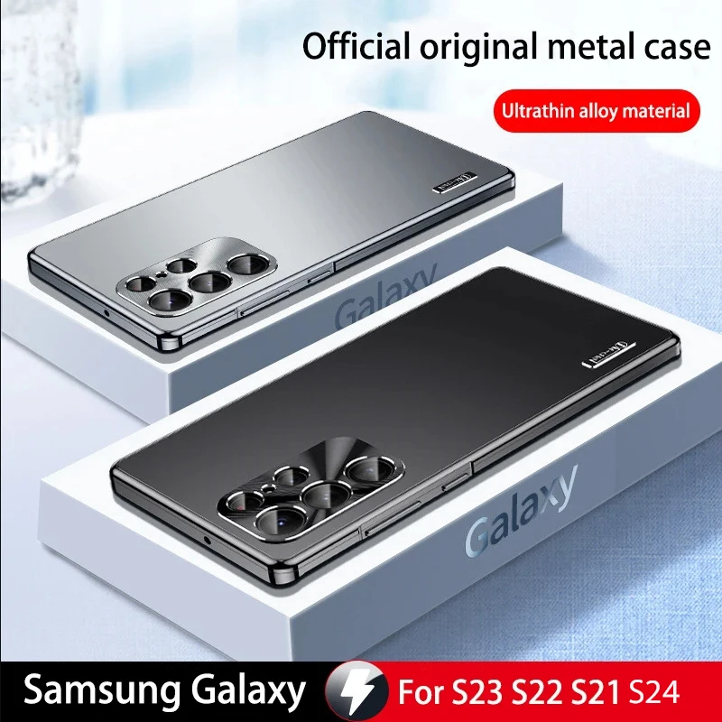 

For Samsung Galaxy S24 S23 S21 S22 Ultra Case Metal magnetic Full Camera lens protective shell aluminium alloy ultra-thin cover