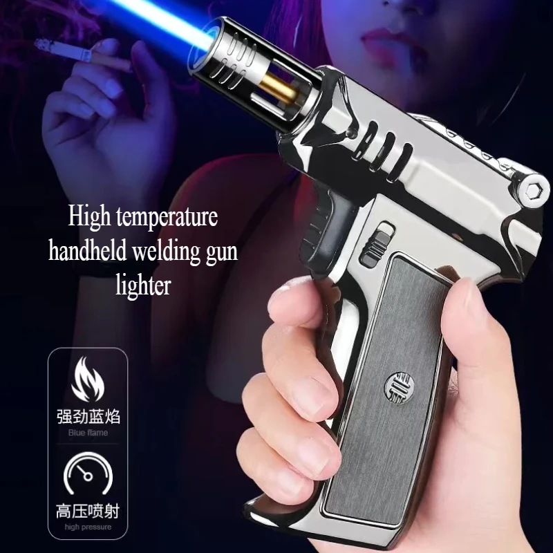 Outdoor 1300 ℃ Wind Energy Metal Butane Gas Turbocharged High Temperature Gun Mouth Inflatable Lighter Men's Gift