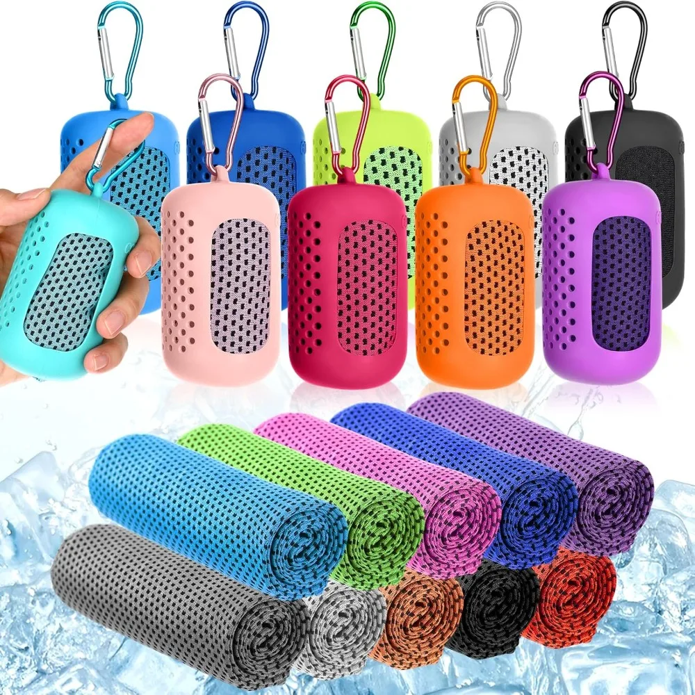 Hot Portable Wrapped Cold Towel with Circular Silicone Bag Sports Quick Dry Absorbent Camping Ultra Soft Gym Swimming Yoga Beach