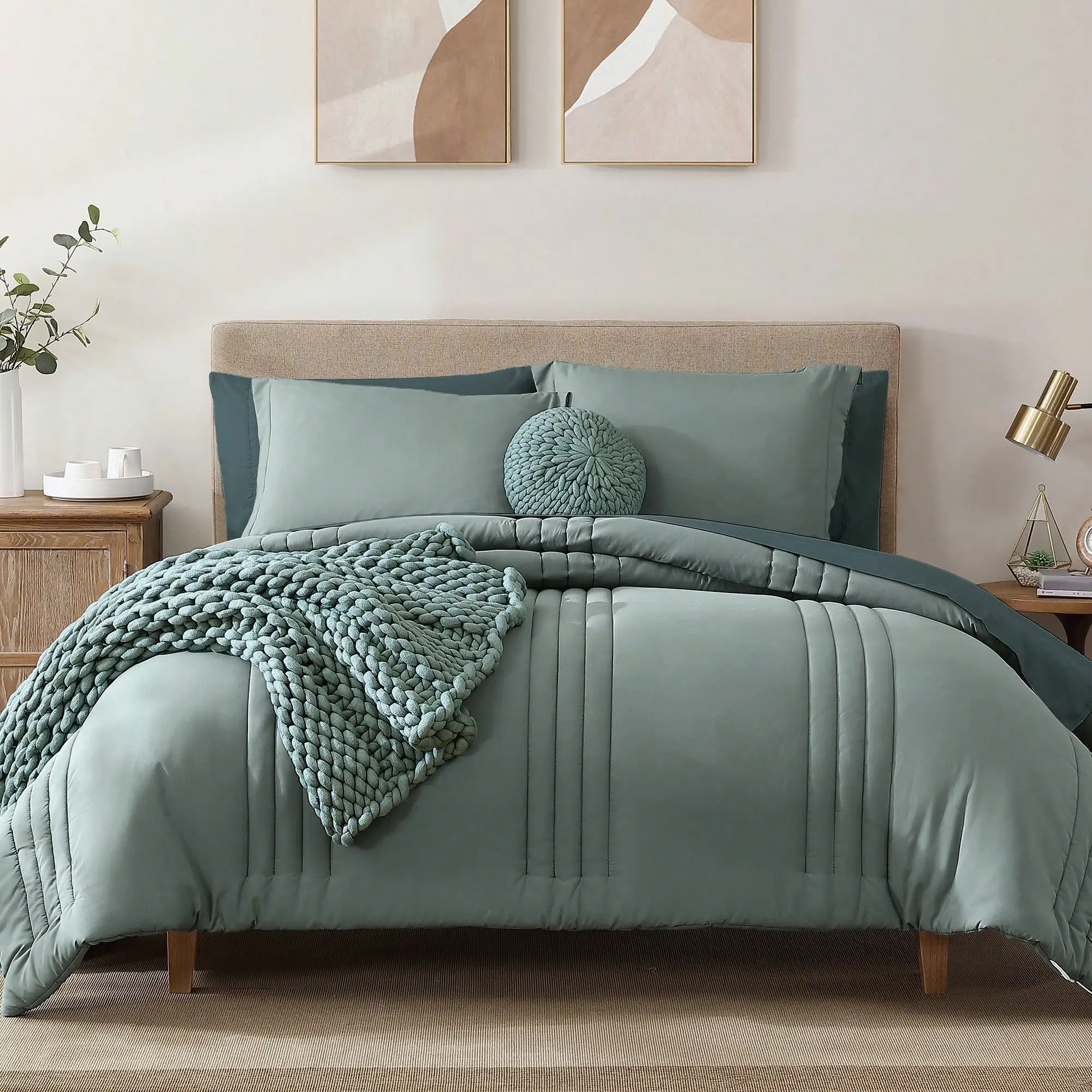 

Set - 7 Pieces Bed In A Bag Bedding Sets With Comforters, All Seasons Down Alternative Comforter With Sheets, Pi