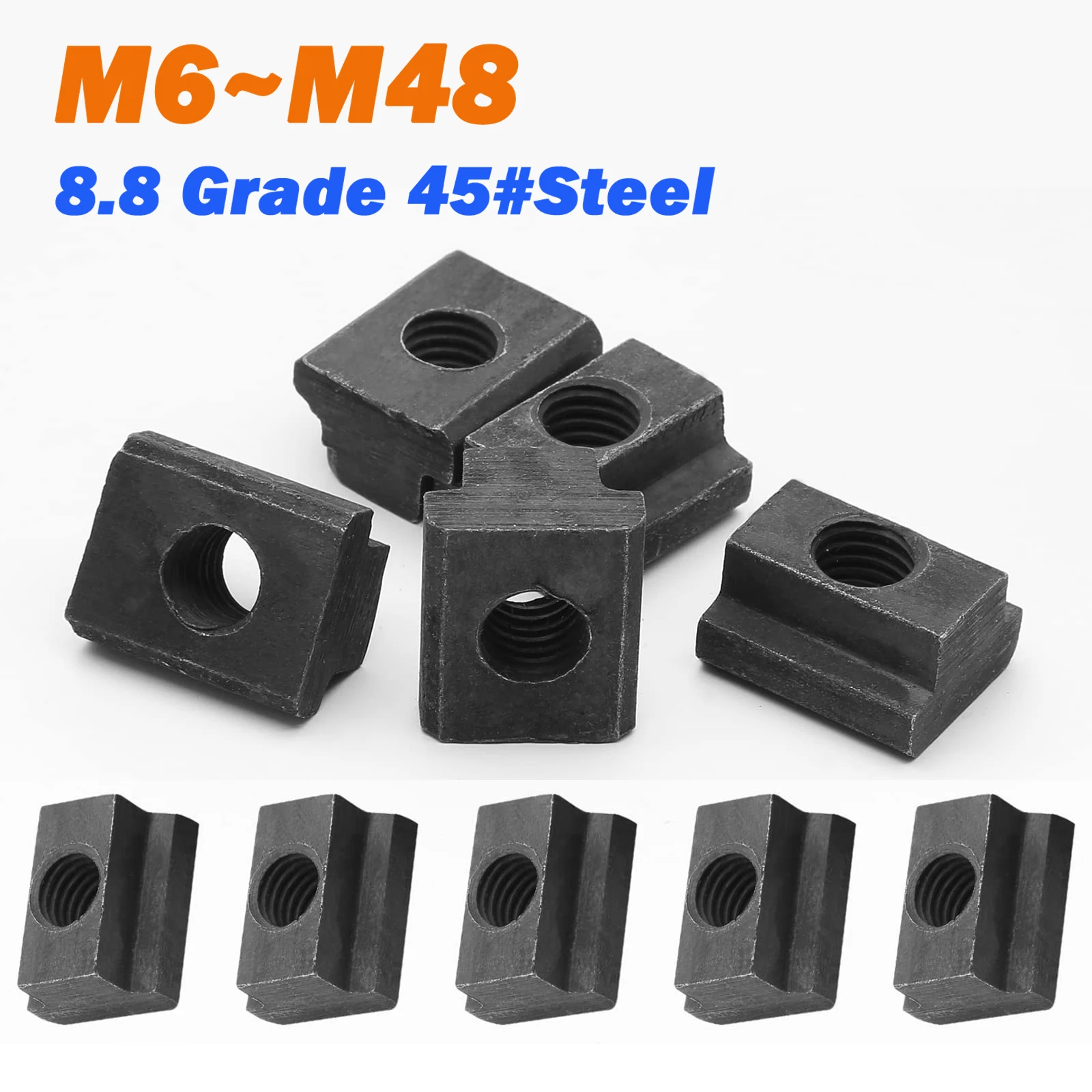 T-slot Nuts M6 M8 M10 M12 M14 M16 M18 M20 M24 M27 M30 M36 M42 M48 8.8 Grade Tapped Through Slot T-nut Block Slider Nuts Clamp