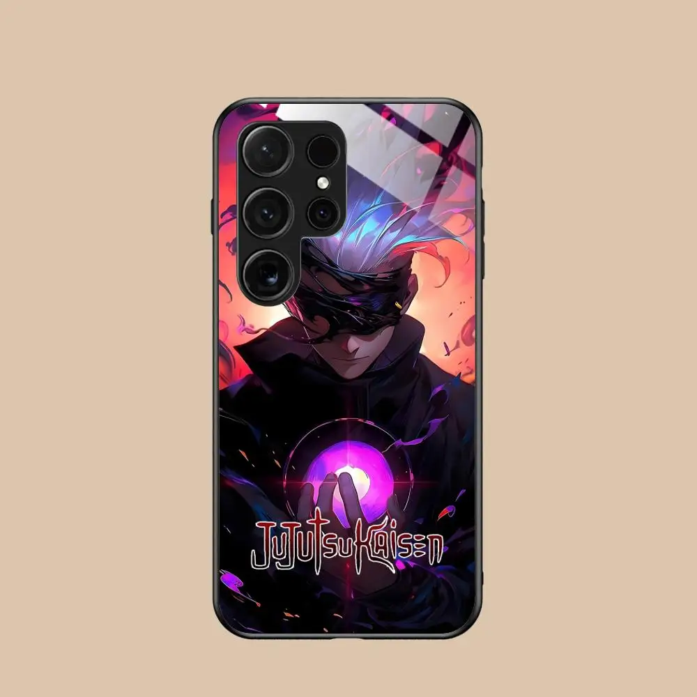 Jujutsu Kaisen Satoru Gojo قضية الهاتف لسامسونج غالاكسي A56 55 54 53 52 51 36 35 34 23 16 15 5G غطاء زجاجي الهواتف المحمولة الفاخرة