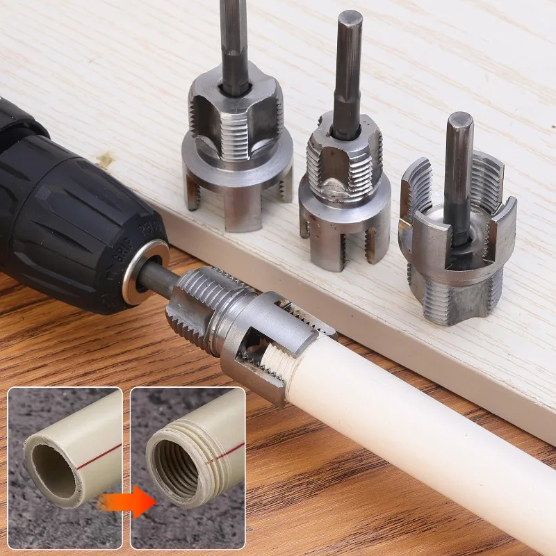 

4/6 точек открывалка для внутренних отверстий для водопроводных труб, электрическая дрель, шестиугольные универсальные открывалки для водопроводных труб, сверла для внутренних труб, инструменты для нарезания резьбы