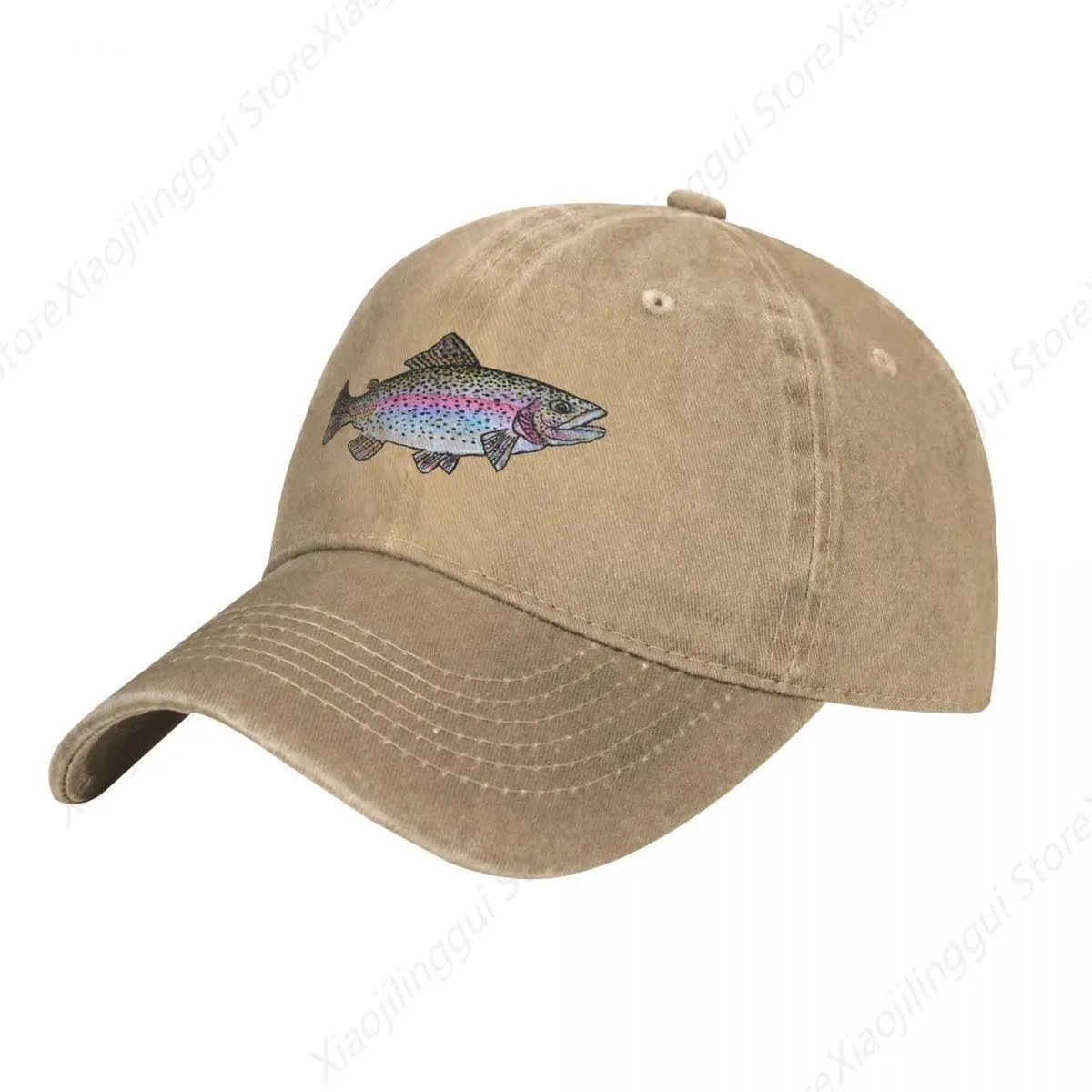 Meme Multicolor Hat Peaked Women's Cap Rainbow Trout Fish Drawing Personalized Visor Protection Hats