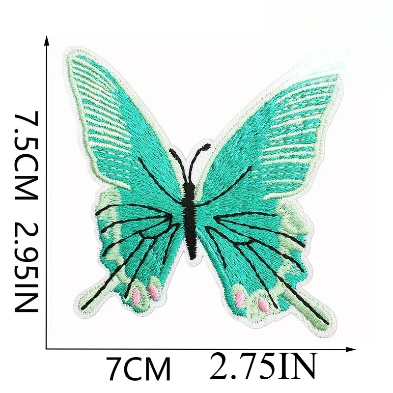 

Butterfly World Embroidery Cloth Sticker Colored Flower Butterfly Computer Embroidery Label Clothes Decoration Blue Butterfly