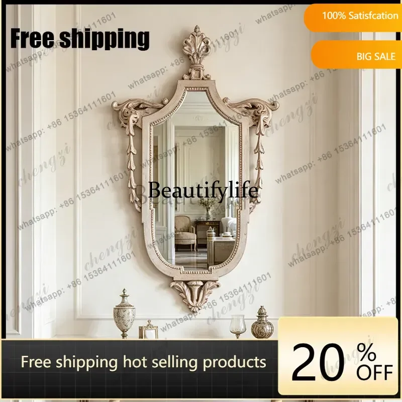 LD French light luxury retro exquisite carved art decorative mirror living room entrance dressing mirror