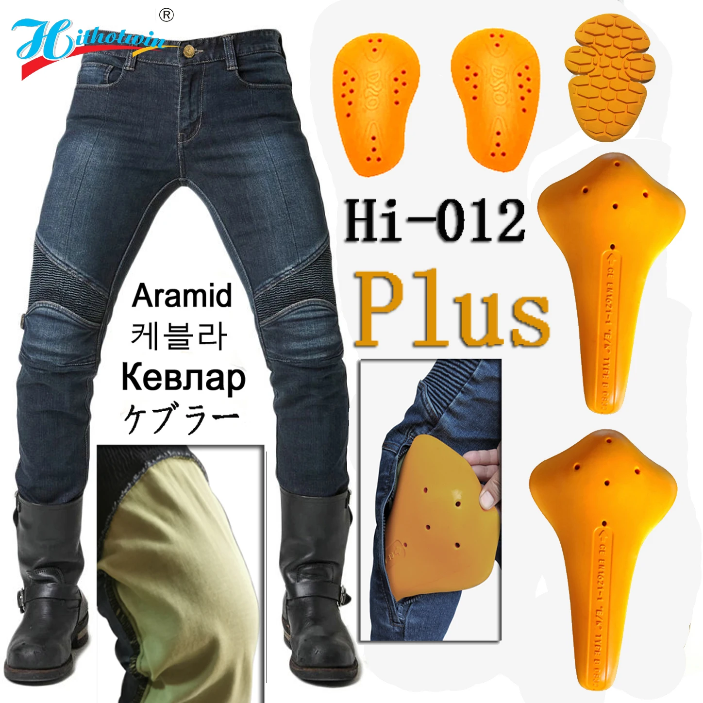 Hi-012 Motorcycle riding jeans men anti-fall Kevlar pants trousers man protectio Added the Aramid fireproof wearable for knee