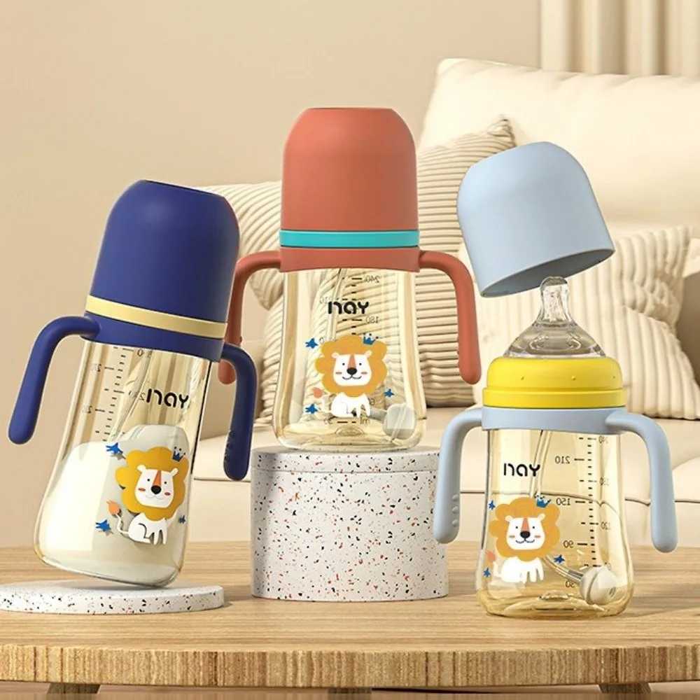 

Creative Drop Resistant Newborn Bottle Cartoon Easy Grip Baby Feeding Bottle 240ML Wide Neck Toddler Milk Cup Newborn Care