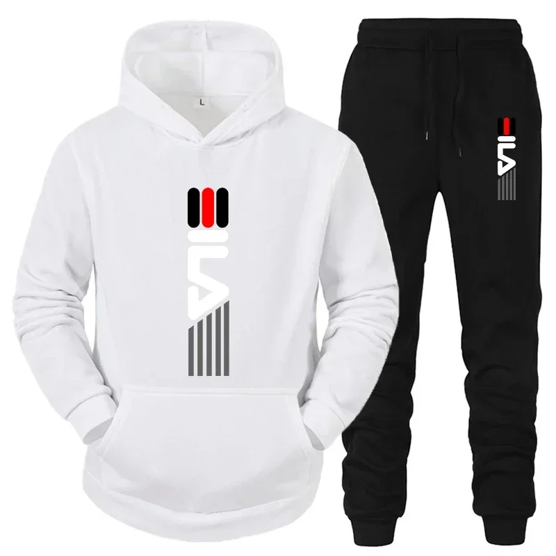 Men's hooded hoodie and sweatpants 2 sets casual sportswear Running sportswear men's wool street wear 2 sets