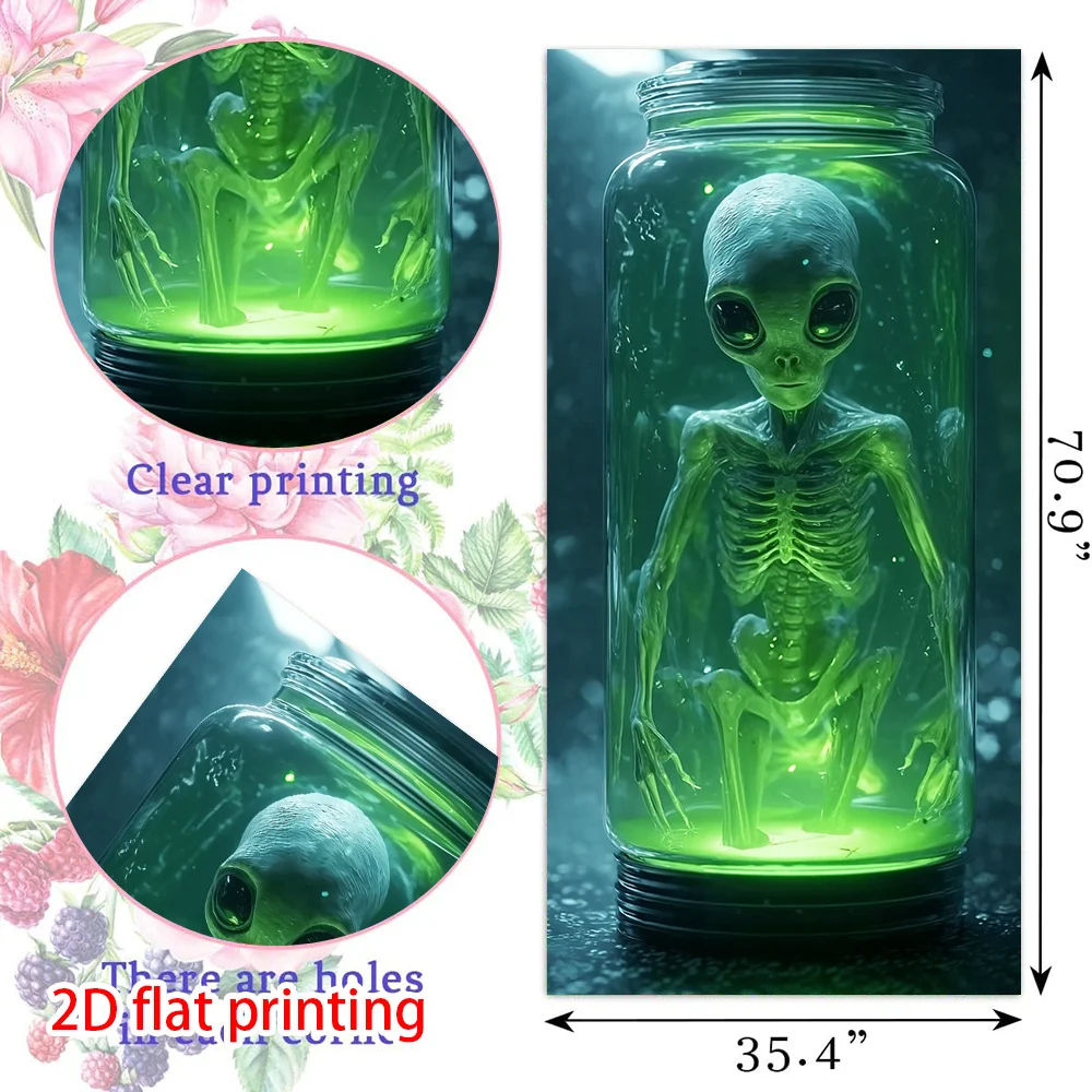 Ein 2D-Banner mit Alien-Motiven bedruckt. Geeignet für Wohnzimmer, Schlafzimmer und Aktivitäten im Innen- und Außenbereich. – Detail 9