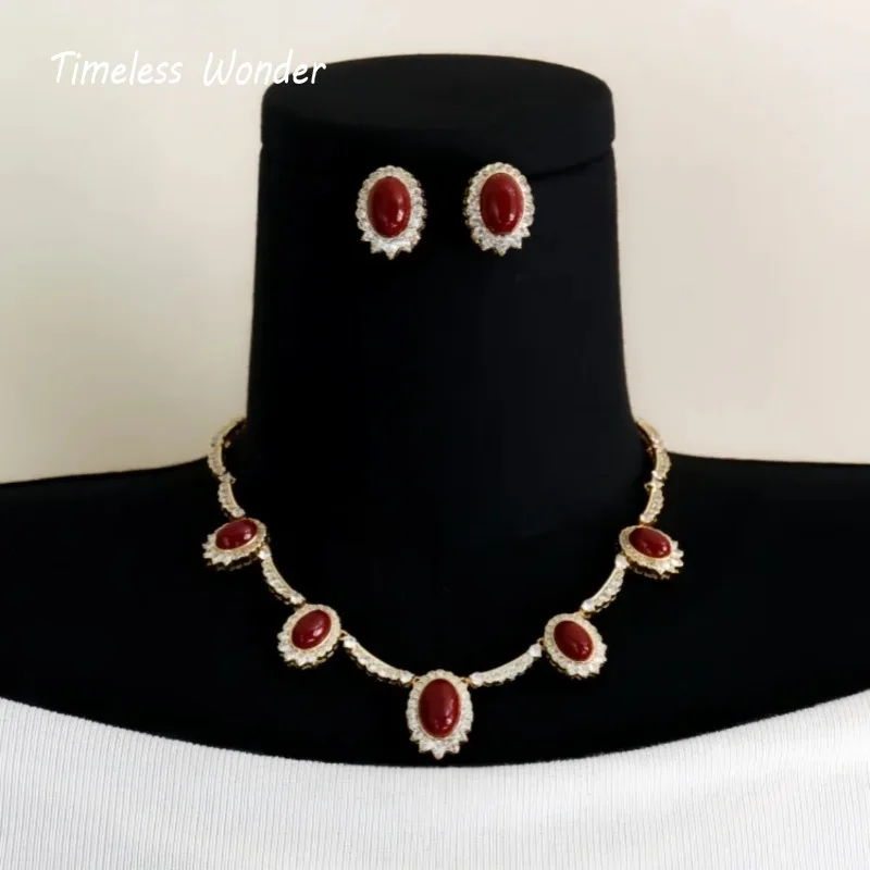 الخالدة عجب يتوهم الزركون جيو حجر تمهيد قلادة N زر أقراط النساء مصمم طقم مجوهرات العصرية نادر خمر 4612 #1