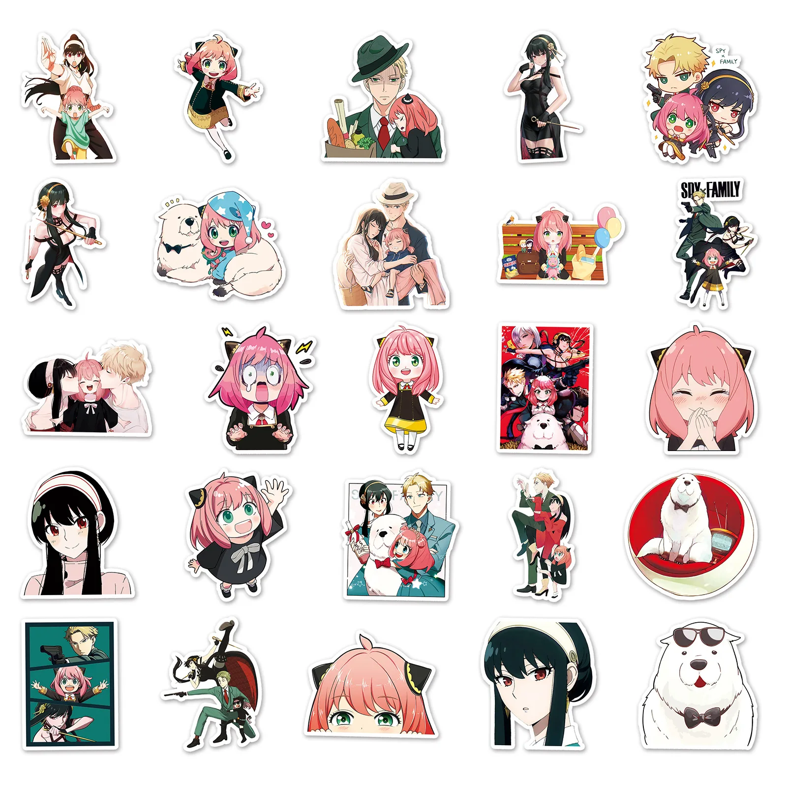 Autocollants sur le thème du dessin animé japonais éventuelles Y FAMILY, stickers DIY pour ordinateur portable, scooter, tablette, décoration de bagages, 5 pièces