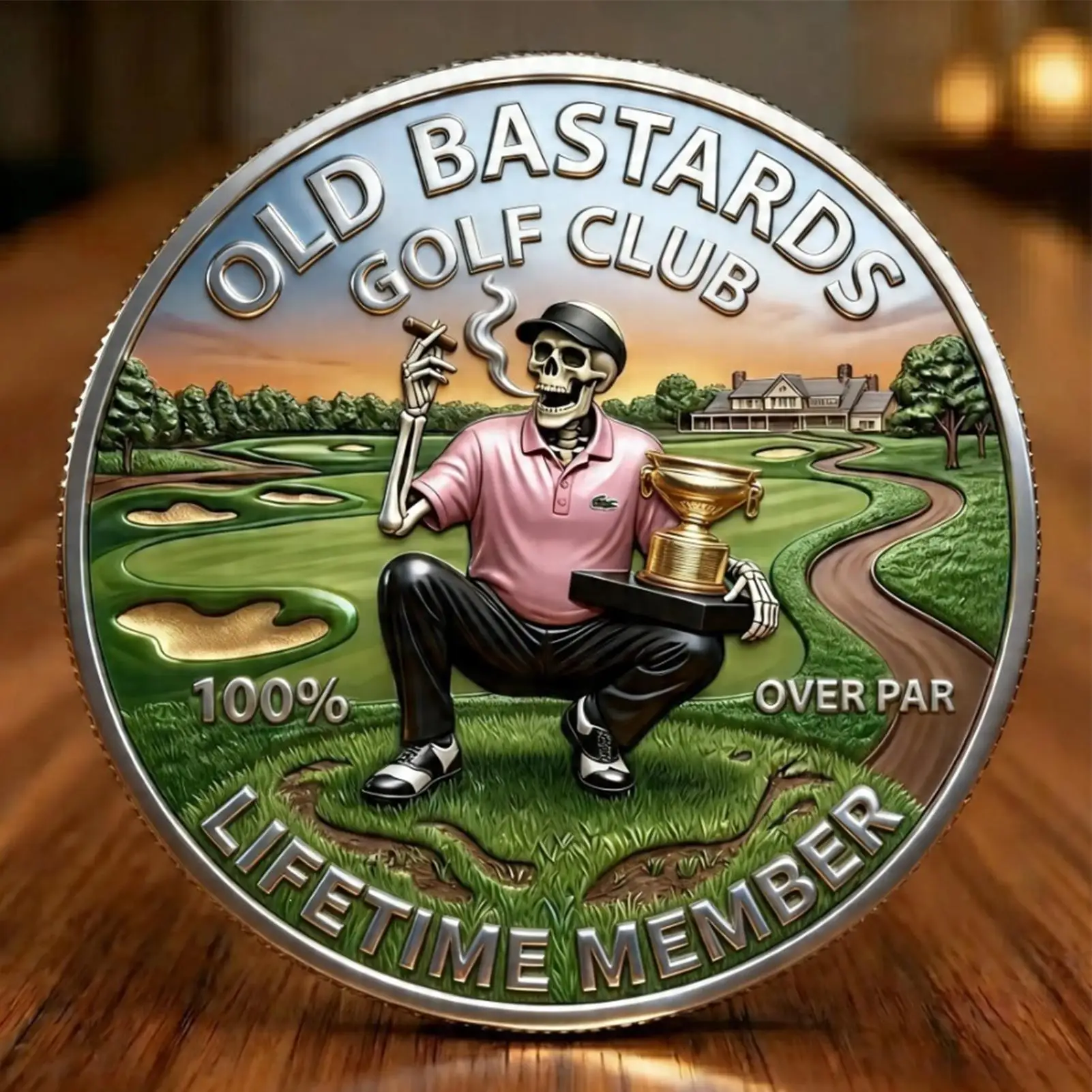 Souvenir Coin Humorous Collectible Double-Sided Engraved Pattern Golf Challenge Coin For Fans Adults Children Elderly Home Shelf