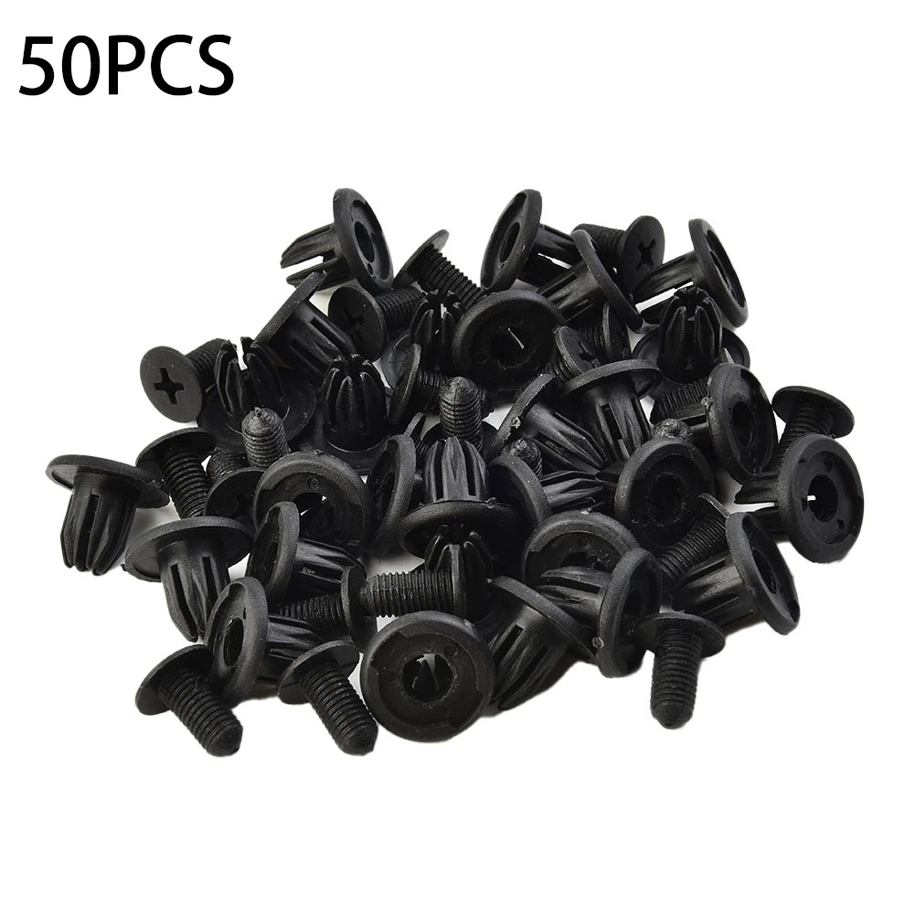 50Pcs 10mm Hole Car Rivet Push Clips Retainer Fender Door Trim Panel Clip Plastic Rivets Fastener Interior Accessories C29Black