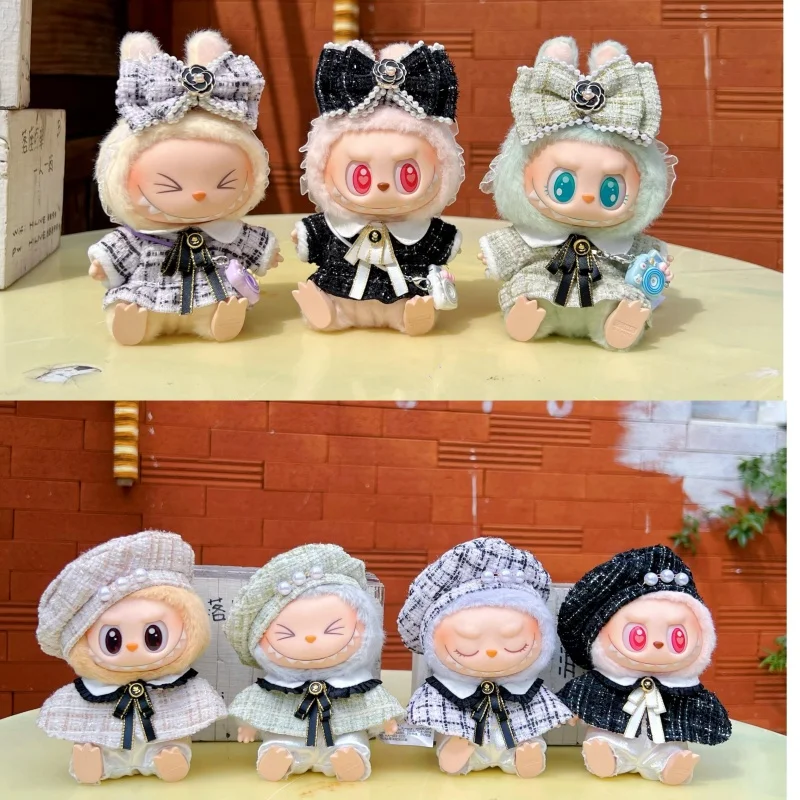

15cm Labubu Vinyl Doll Labubu Sitting Party Doll Clothesv1 V2 Dress Small Fragrant Style Cape Dress Dress Doll'S Clothes Outfit
