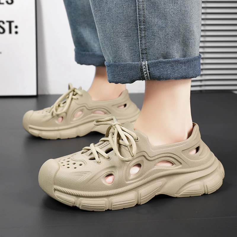 صنادل رجالية عصرية، أحذية بفتحات، قبعات كاجوال لأصابع القدم، مفرغة مضادة للانزلاق مناسبة للمشي الداخلي والخارجي، Summ #5