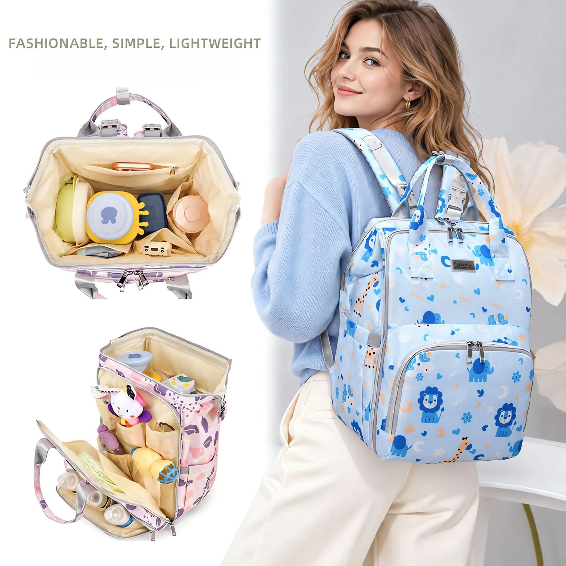Mommy Diaper Bags Baby Bed Mother Large Capacity Nappy Milk Bottle Backpacks with Changing Mat Convenient Baby Nursing Bags Gift
