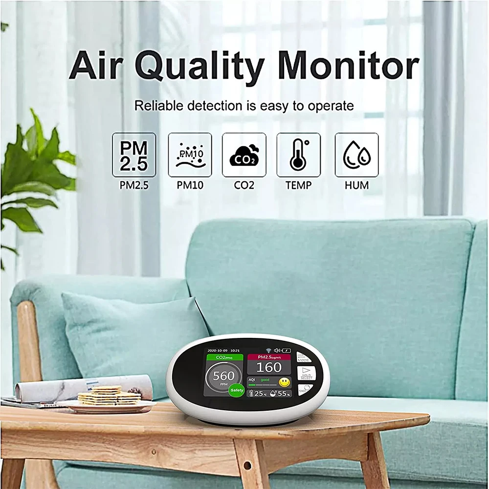 Dienmern New DM125C WIFI Desktop CO2 Quality Detector LCD Display Temperature and Humidity Sensor Tester,Tuya WIFI Connection