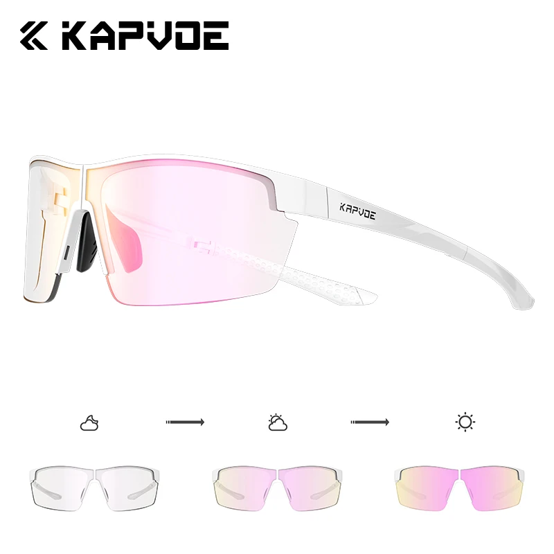 

Kapvoe UV400 Photochromic Protection Sports Glasses Cycling Sunglasses Men Women Riding Windproof Goggles Driving Eyewear