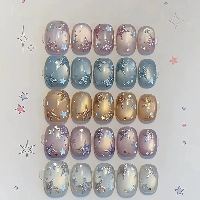 Nail Art Stickers 1 Jar Shiny Silver Sequins Mix Shapes Starlight Love Star Slice Decals Manicure Paillette Charms