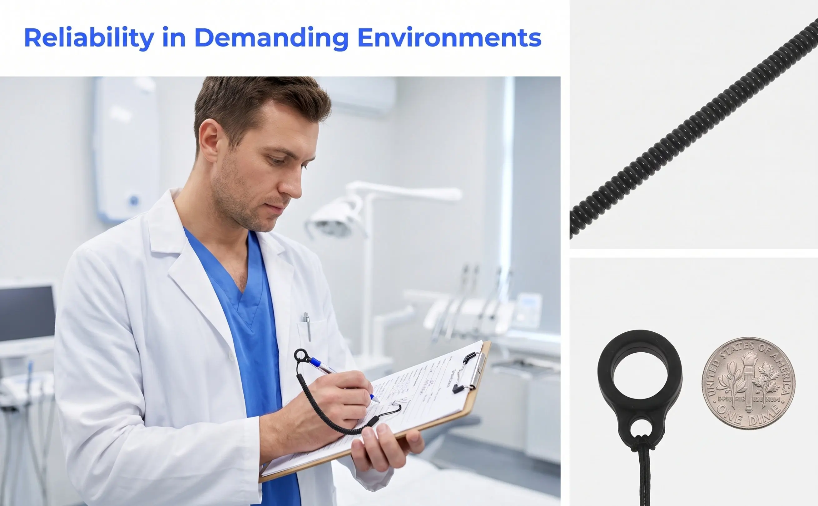 2Pcs Handwriting Pen Tether Retractable Elastic Rope Anti-Lost Stretchy Pen Leash for Tablets Clipboards Desk Drawing Use