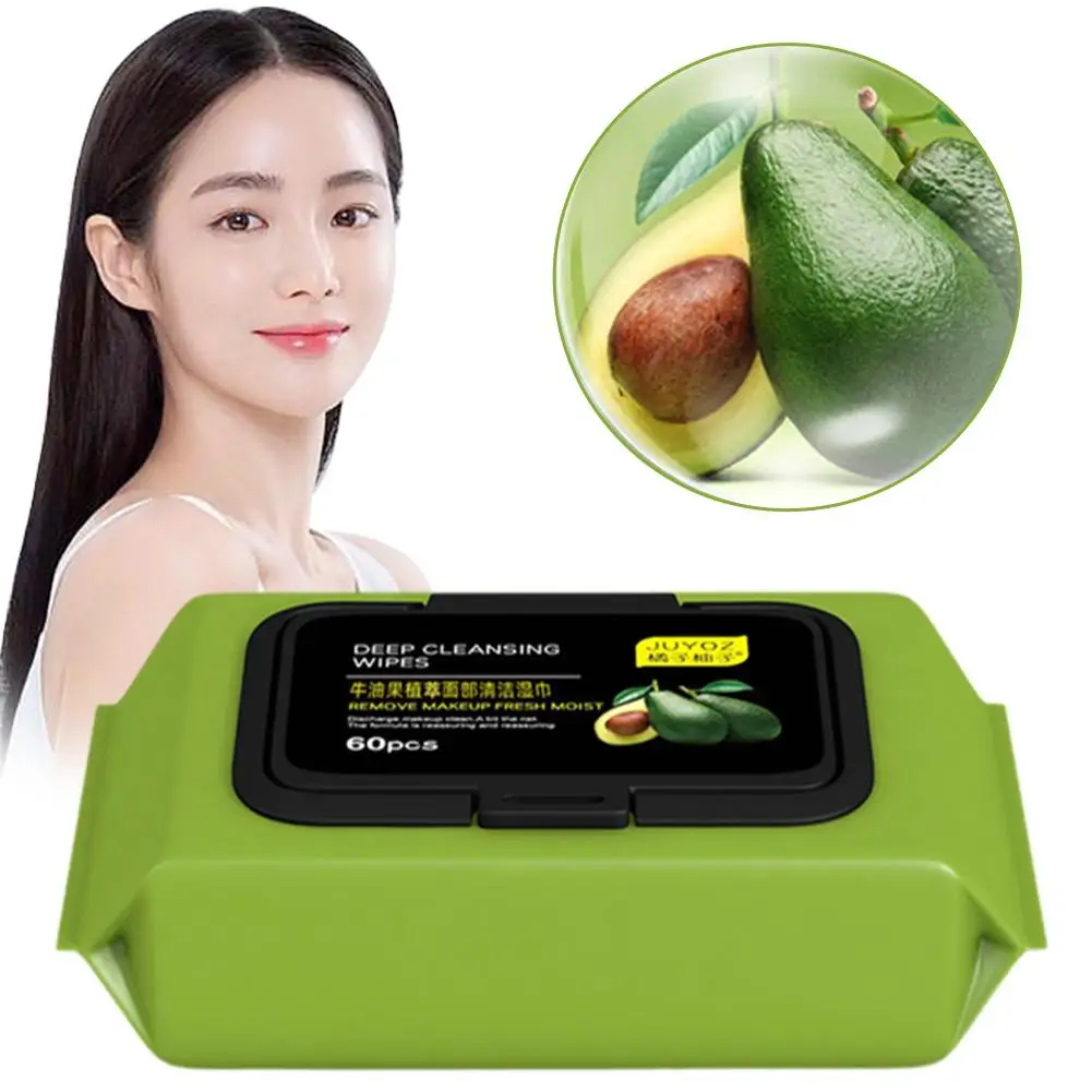 New Avocado Makeup Remover Wipes Disposable Wet Clean Makeup Makeup Wipes Portable Remover Towel Remover Moisturizing T9i3
