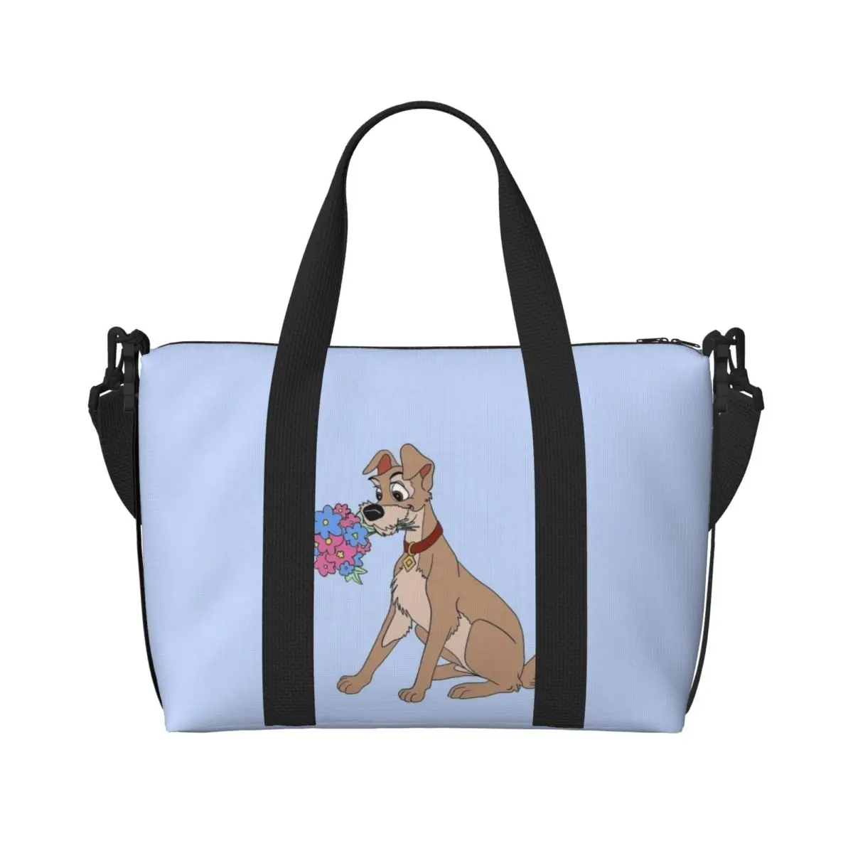 Custom Lady And The Tramp Anime Groceries Tote Shopping Bag Women Large Capacity Cute Cartoon Gym Beach Travel Bags