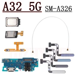 USB Charging Port Board For Samsung A32 5G A326 Earpiece Loudspeaker Volume Fingerprint Sensor Signal Motherboard Flex Cable