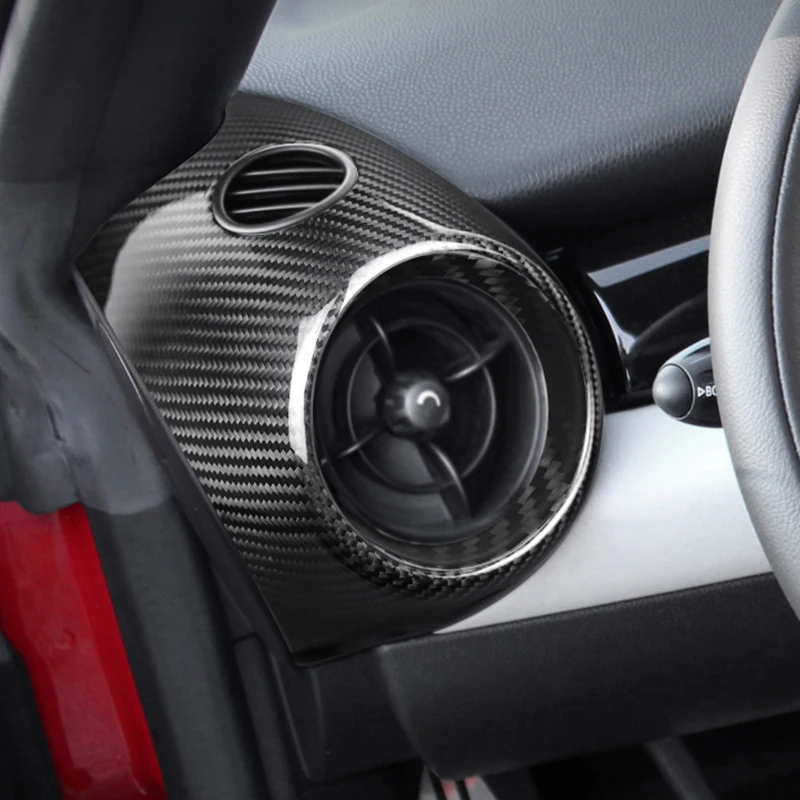 إطار فتحة تهوية من ألياف الكربون الصلبة الحقيقية لميني كوبر R54 R56 R57 R58 R59 R60 ملحقات داخلية غطاء مخرج تيار متردد جانبي