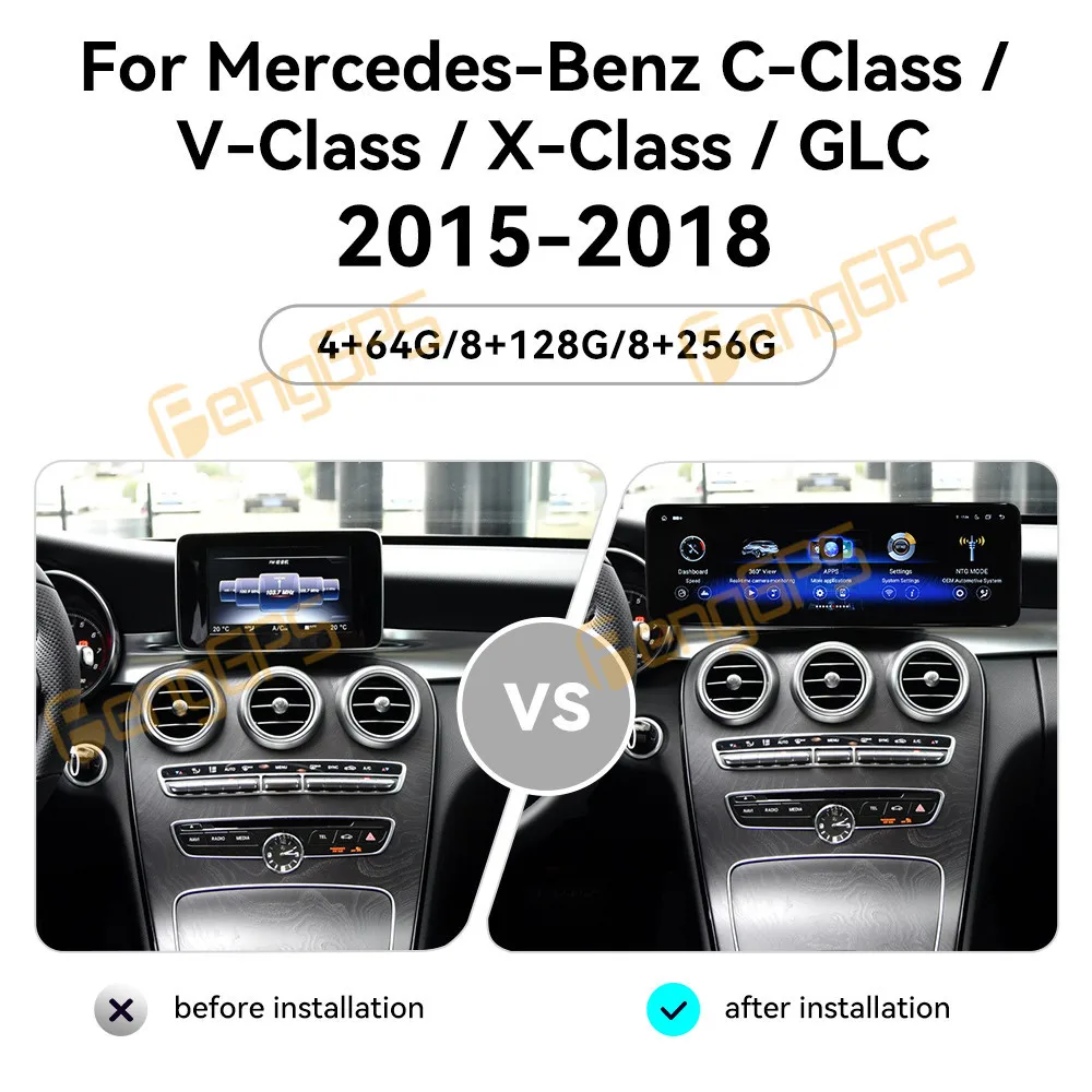 14.9''Car Radio Stereo Android14 For Mercedes-Benz C Class V Class X Class W205 GLC W446 2015-2018 GPS Navi Multimedia Head Unit
