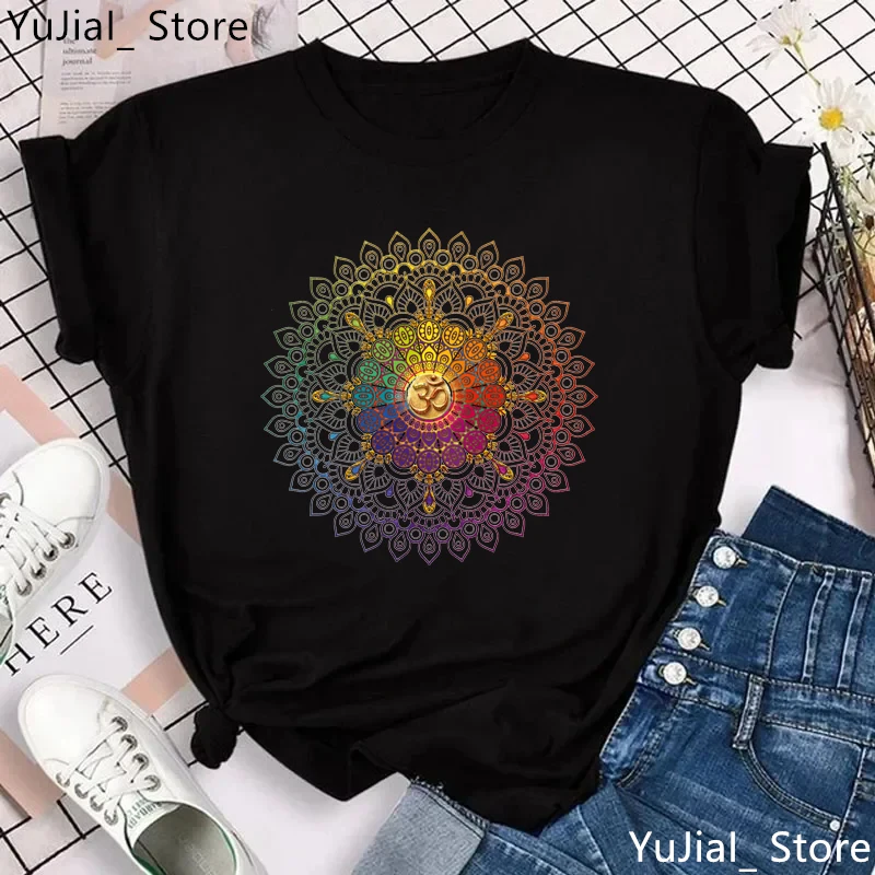 Acquerello respirare simboli Chakra maglietta con stampa Yoga donna uccello Om Aum giada Buddha meditazione cravatta Die maglietta Femme T-Shirt top