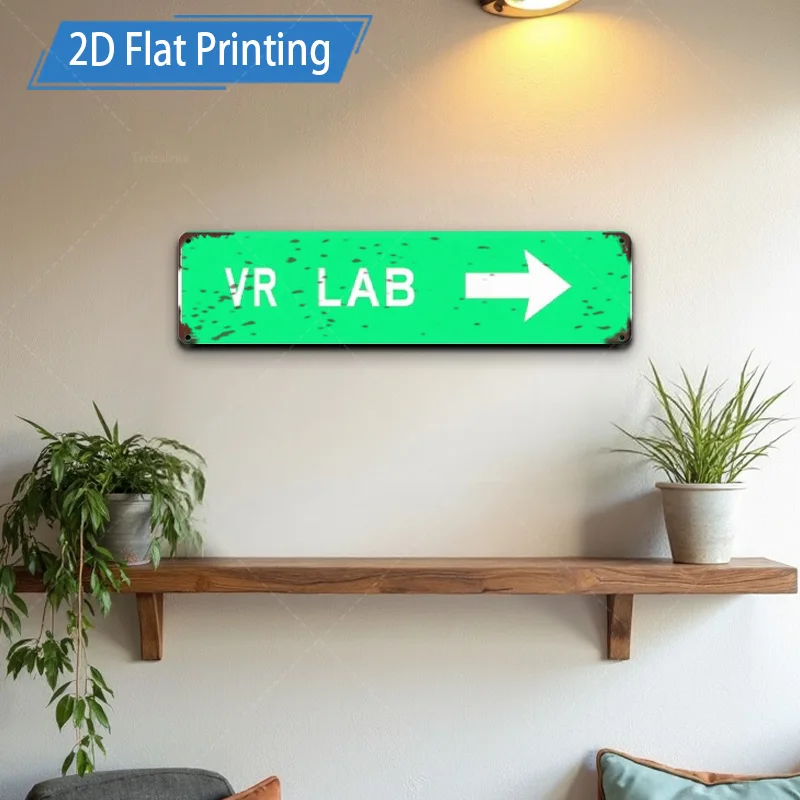 

[2D FLAT] Металлический знак, 1 шт., 4 × 16 дюймов, ретро VR, лабораторный знак направления, металлический настенный художественный декор