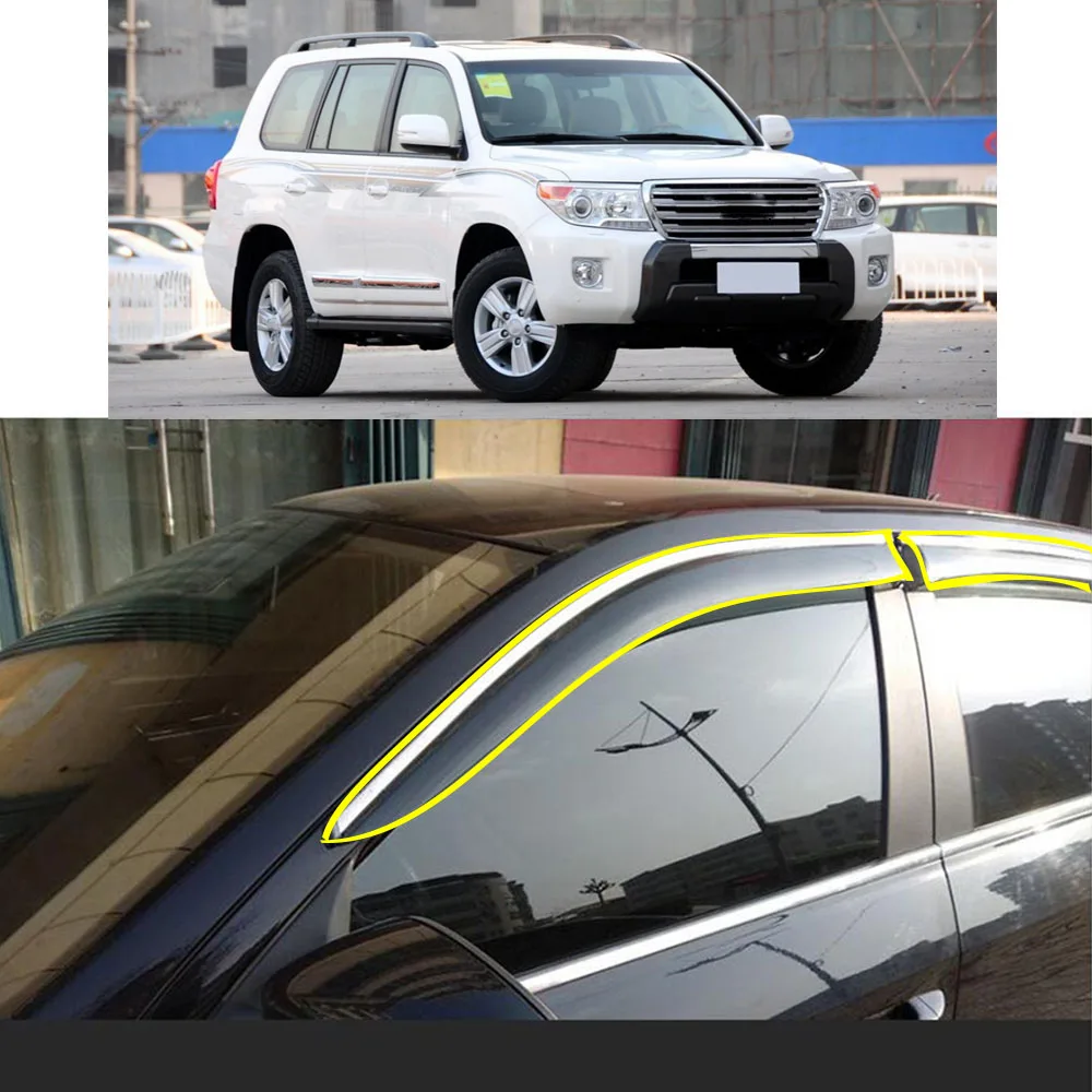 

Car Body Styling Sticker Plastic Window Glass Wind Visor Rain/Sun Guard Vent Parts For TOYOTA Land CRUISER LC200 FJ200 2008-2018