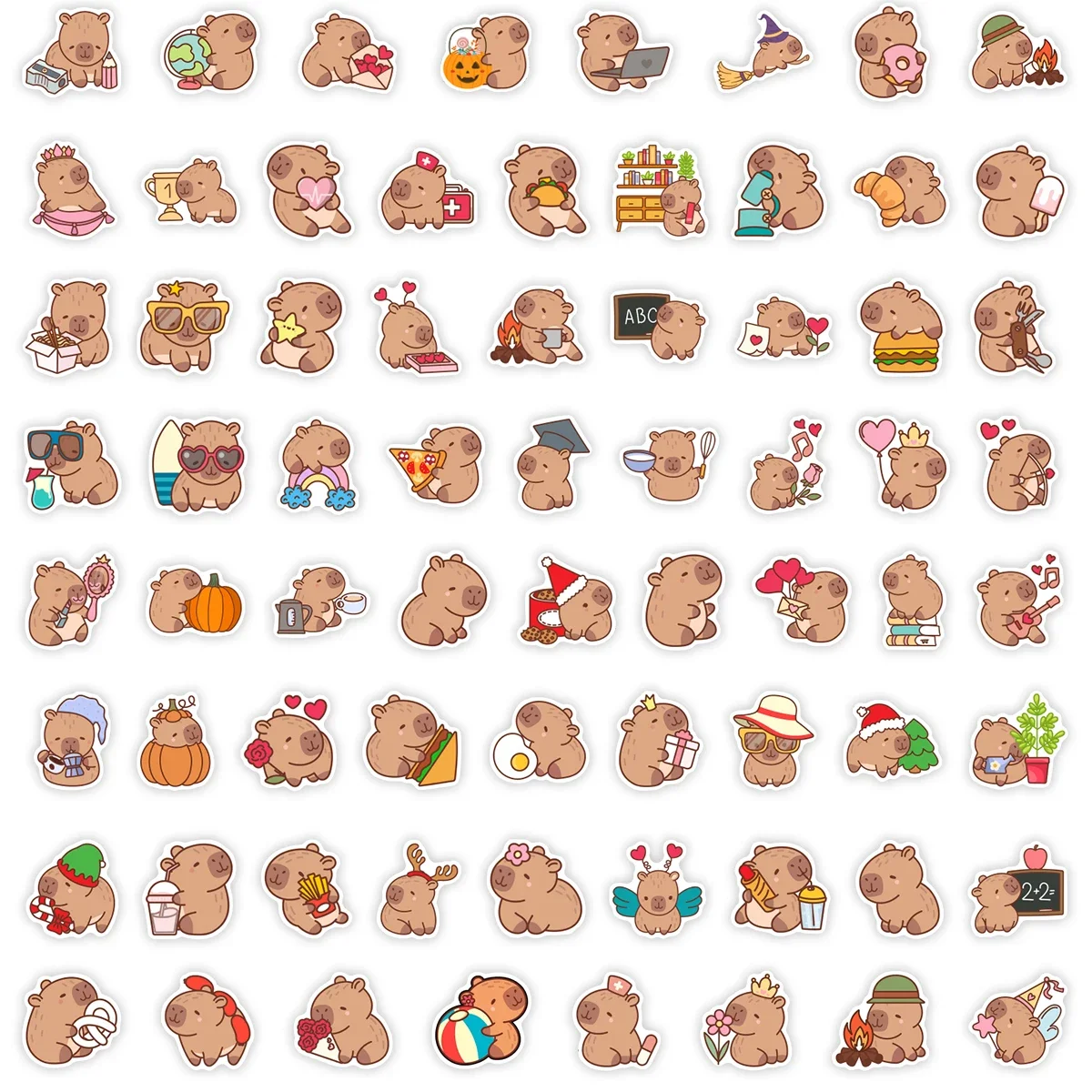 Funny Cute Cartoon Capybara Stickers Kids DIY Toys Gift Decorative Decal for Scrapbook Junk Journals Laptop Luggage Waterproof - Image 6