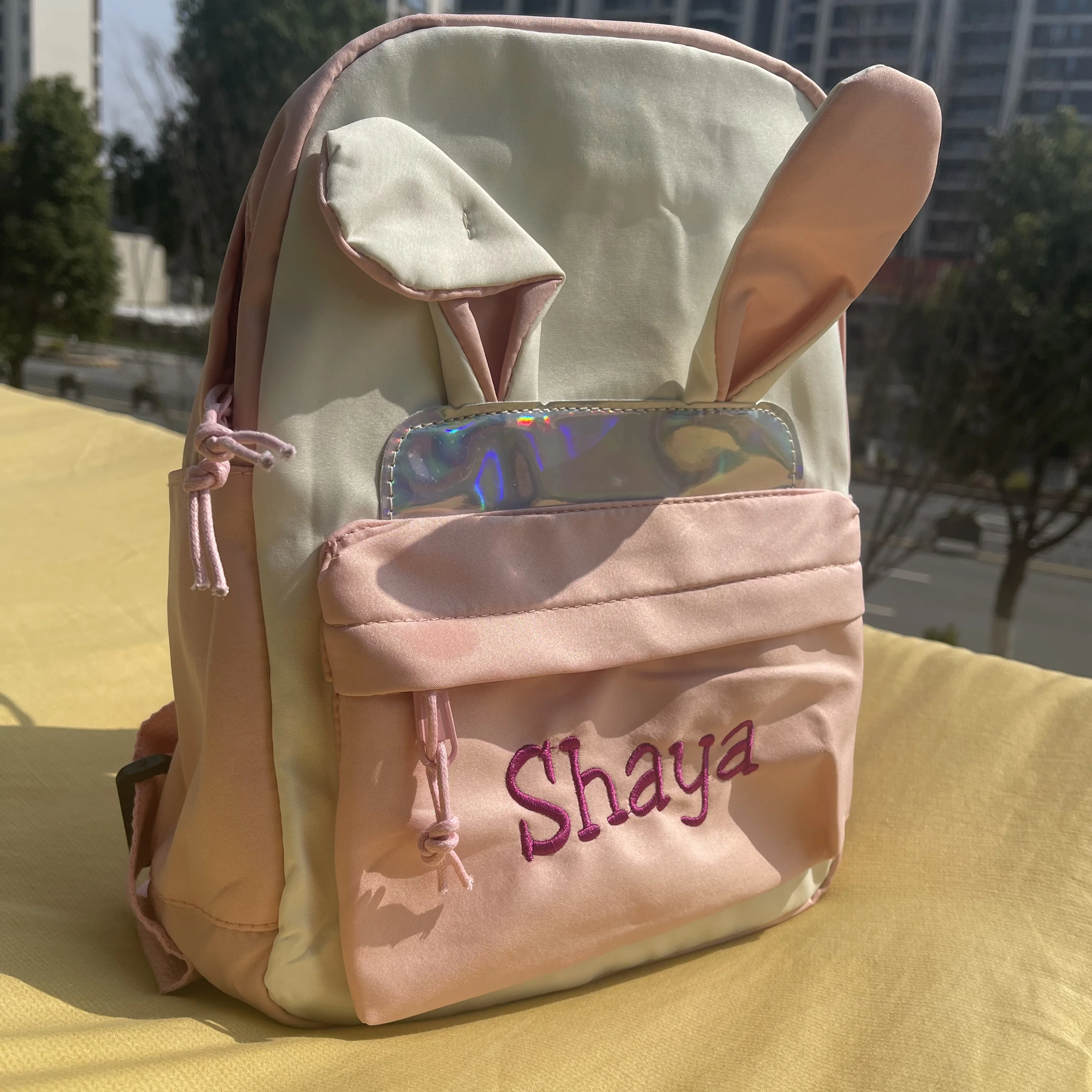 Embroidered Personalized Kindergarten Opening Gift Bag, Customized Name Cute Cartoon Boy And Girl Travel Backpack