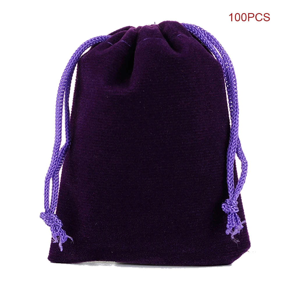 100 Pieces Velour Jewelry Pouches Storage Gift Bag Dust Cover Rose