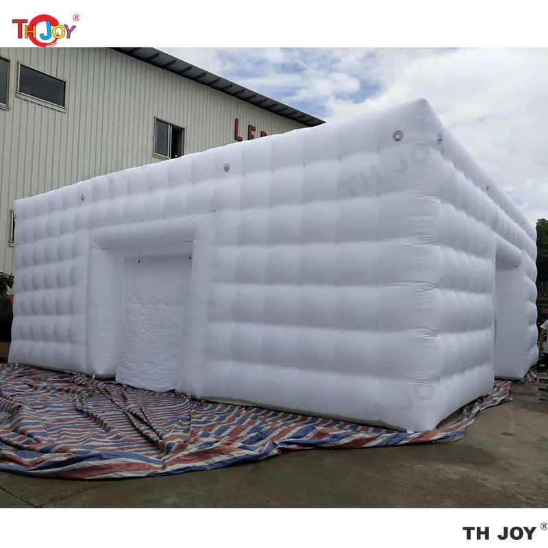 Free Air Shipping 8x6m White Party Canopy Inflatable Cube Tent Entertaining Cubic Shelter Nightclub with Windows for Events